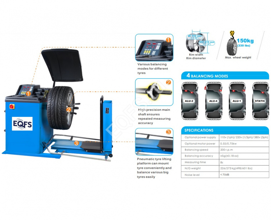 Комплект ES-52D Шиномонтажный стенд грузовой 14-42”, 380В+ES-850 Балансировочный станок 380V